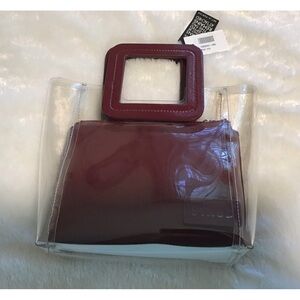 Staud deep red patent leather and PVC tote bag